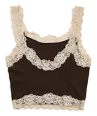 8apart Women Fitch Floral Lace Strap Crop Cami Womens Casual Tops 8apart