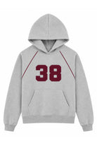 Katie J NYC Girls Landen Heather Grey/Burgundy Oversized Lace Hoodie Girls Casual Tops Katie J NYC Multi Y/S (7/8)