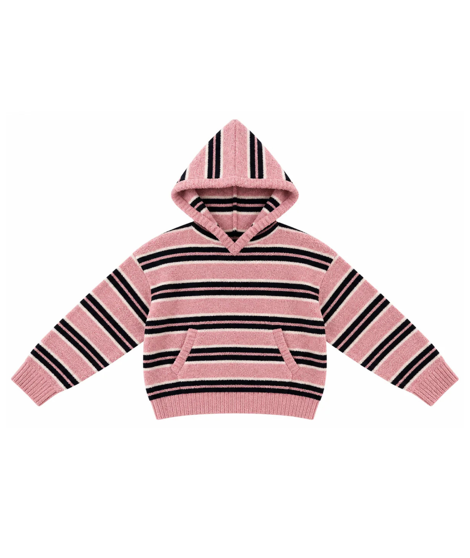 Katie J NYC Girls Parker Hoodie Cozy Mauve Stripe