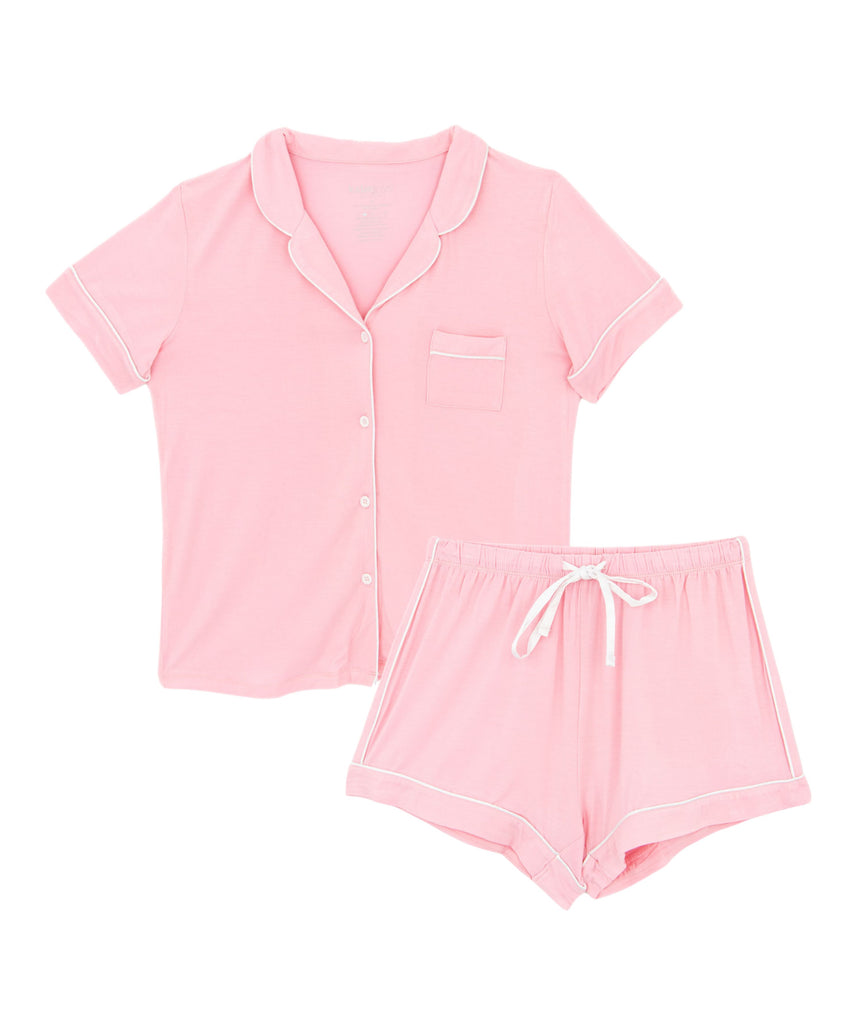 Katie J NYC Juniors Baby Pink/White Lynn PJ Shorts Set Accessories Katie J NYC   