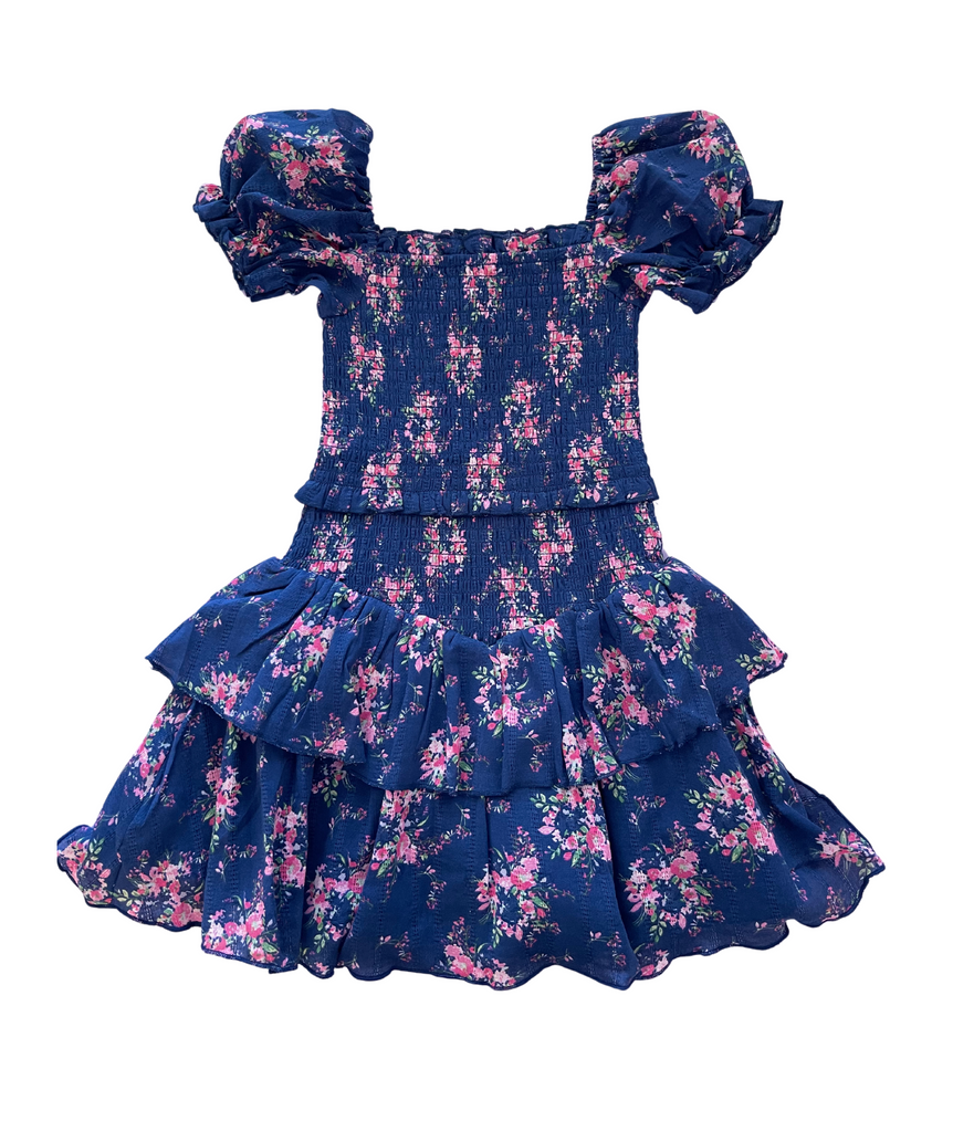 Katie J NYC Girls Evening Blue Bouquet Floral Lainey Dress Girls Casual Dresses Katie J NYC   