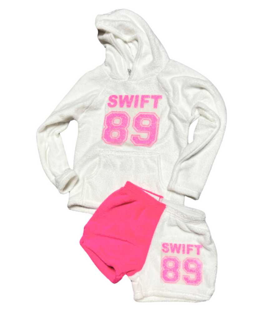 Made with Love and Kisses White/Neon Pink Swift/89 Shorts Accessories Made with Love and Kisses   