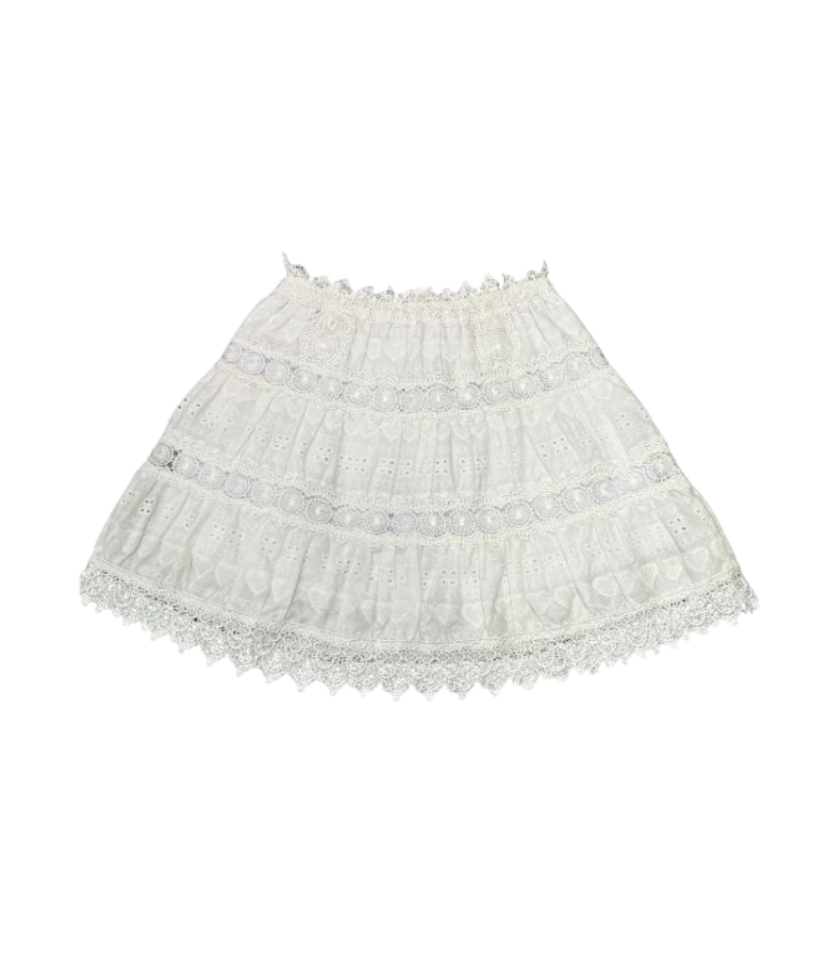 Theme Girls Luna White Heart Flower Eyelet Mini Skirt