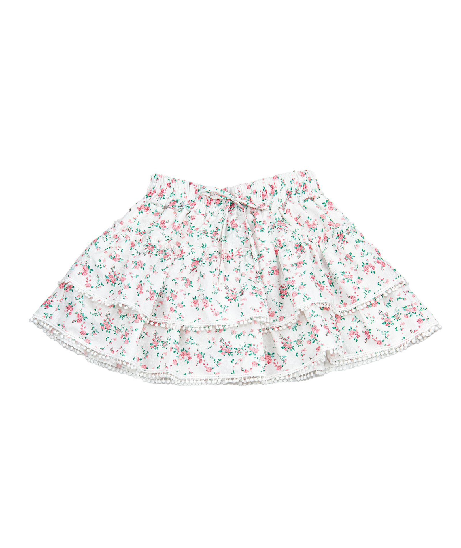 FBZ Girls Daisy Pink/Green Floral Skirt Girls Casual Bottoms FBZ Flowers By Zoe Floral Y/S (7/8)