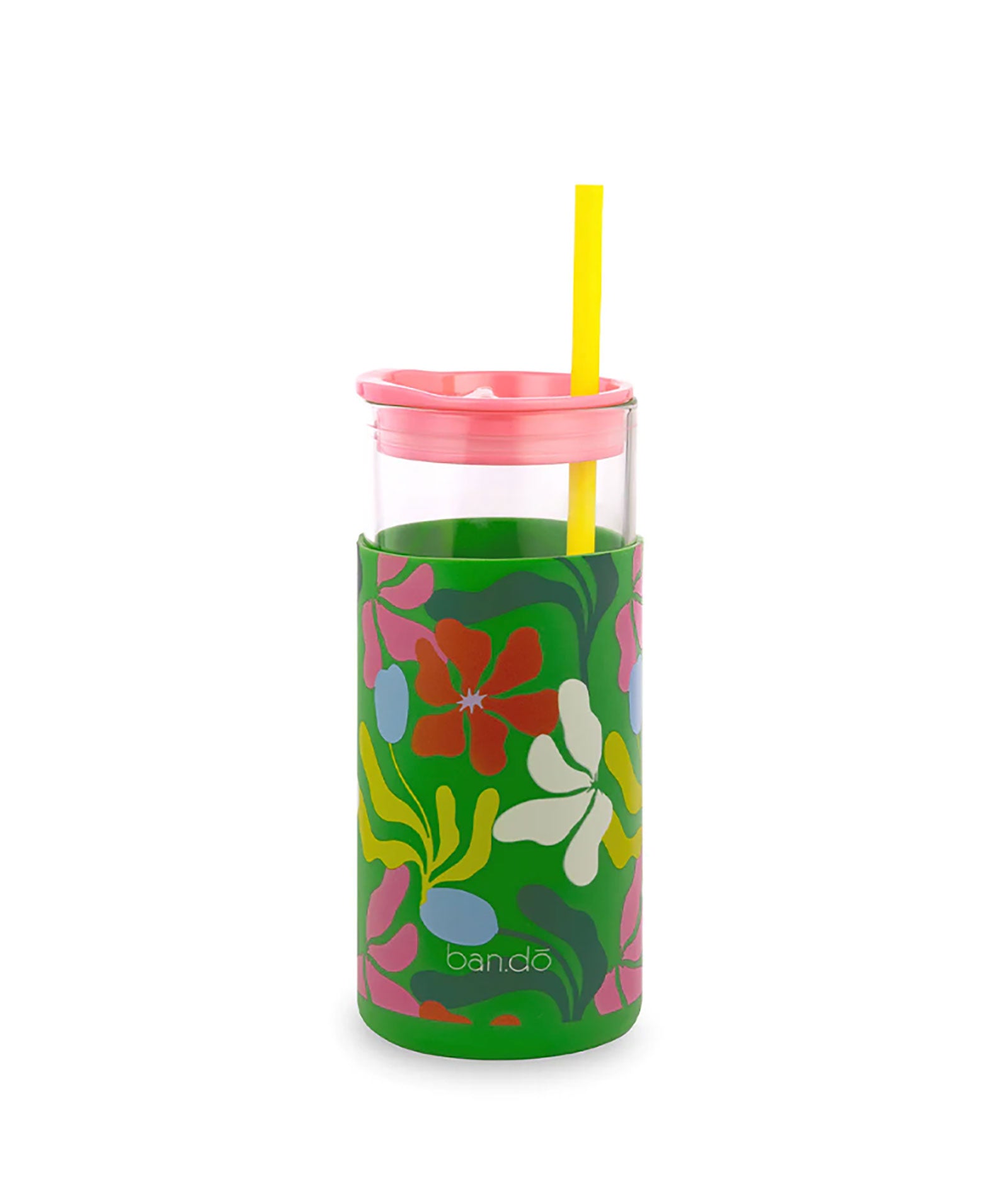 Glass Cups With Lid and Straw Flower Glass Cups Floral Glass -  in 2023