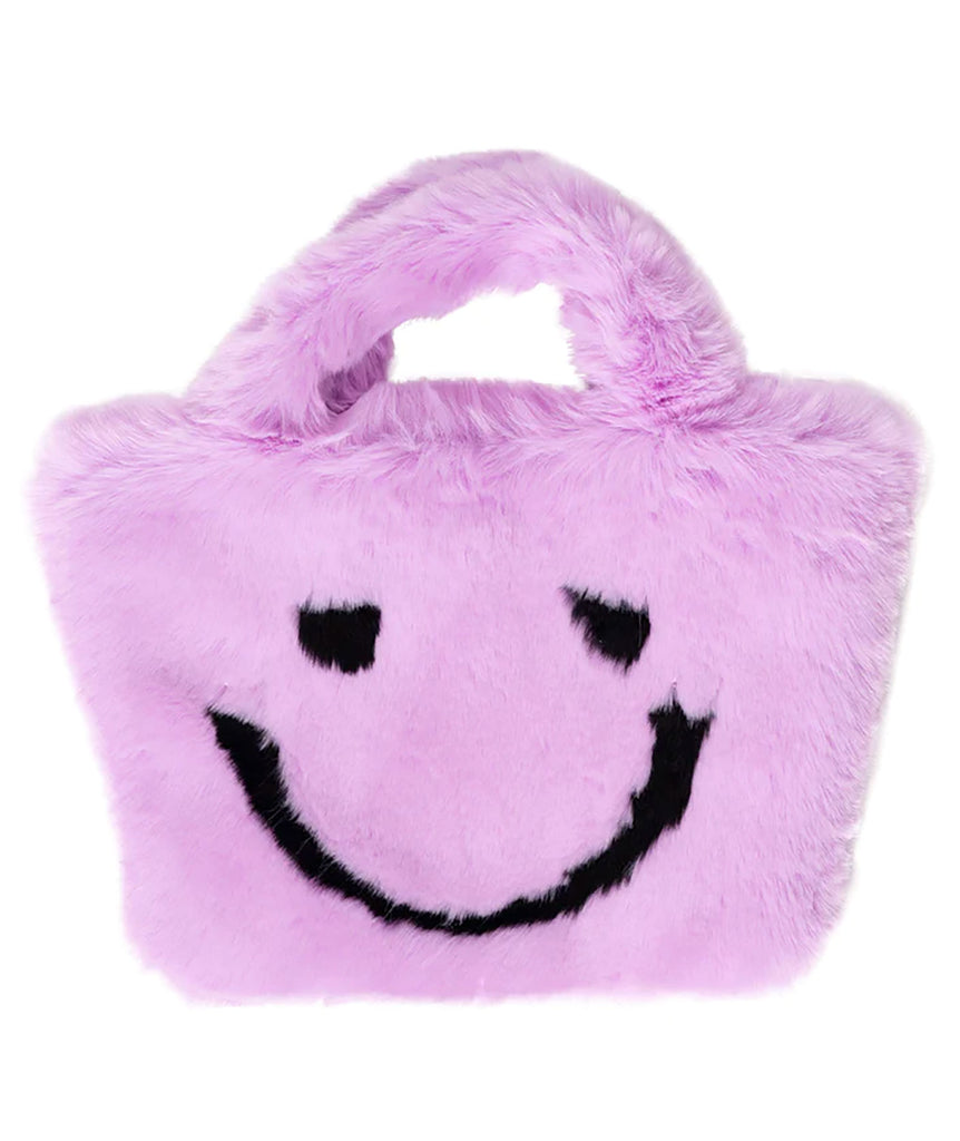 Malibu Sugar Fuzzy Smiley Face Purse Accessories Malibu Sugar Purple  