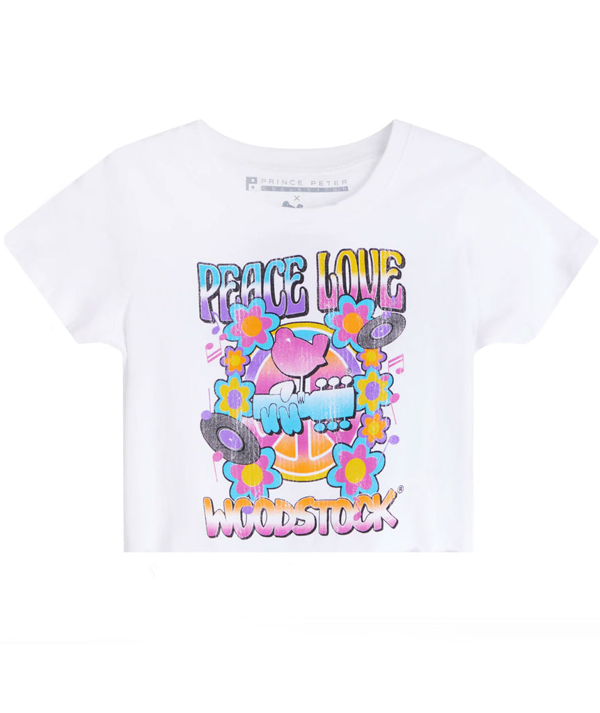 Prince Peter Girls Woodstock Peace and Love Crop Tee Girls Casual Tops Prince Peter   