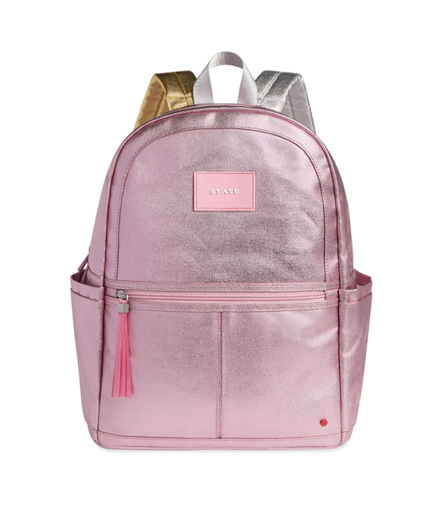 State Bags Kane Kids Double Pocket Backpack Pink/Silver Accessories State bags   