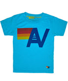 Aviator Nation Kids Logo Tee Girls Casual Tops Aviator Nation Neon Blue Y/4 