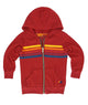Aviator Nation Kids 5 Stripe Zip Hoodie Red Distressed/seasonal girls Aviator Nation Red Y/4