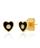 TAI Enamel Heart Studs With CZ Accent Accessories TAI Black  