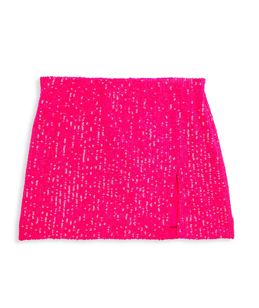Katie J NYC Juniors Taylor Sequin Skirt Neon Pink Distressed/seasonal womens Katie J NYC   