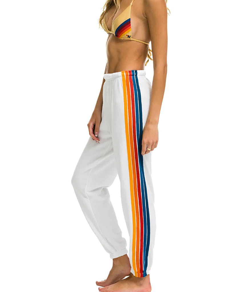 Aviator Nation Women 5 Stripe Sweatpants Classic Rainbow Womens Casual Bottoms Aviator Nation   