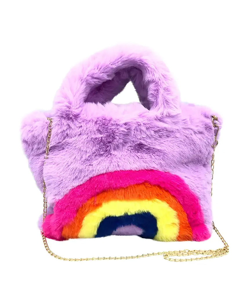 Malibu Sugar Girls Fuzzy Rainbow Purse Accessories Malibu Sugar Purple  