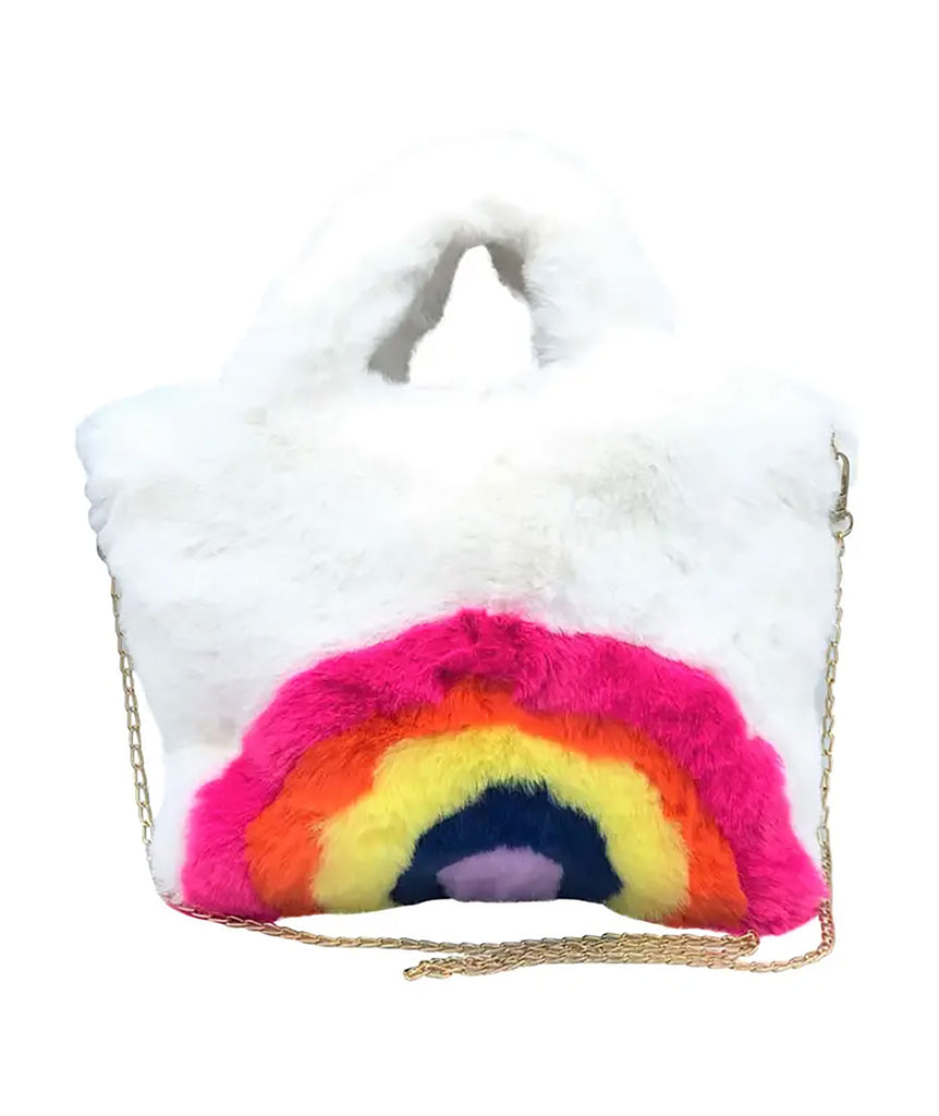 Malibu Sugar Girls Fuzzy Rainbow Purse Accessories Malibu Sugar White  