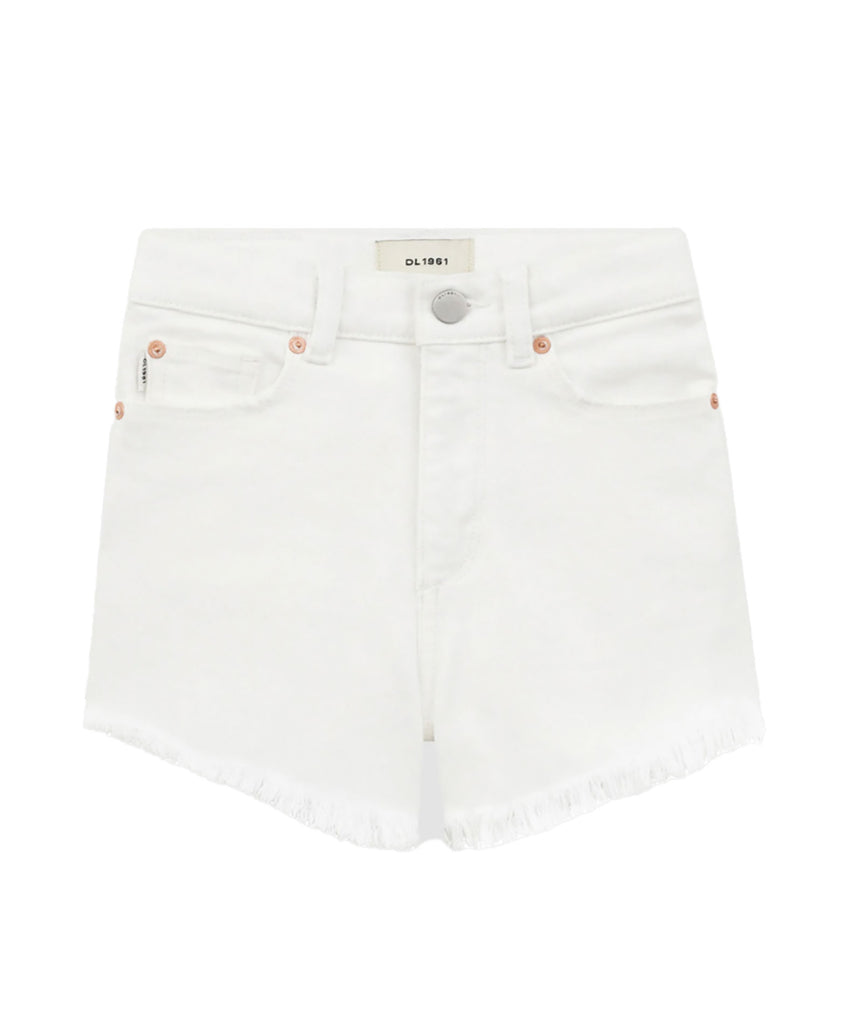 DL1961 Girls Lucy White Frayed High Rise Cut Off Shorts Girls Casual Bottoms DL1961   