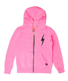 Aviator Nation Kids Bolt Zip Hoodie Girls Special Tops Aviator Nation Neon Pink Y/4