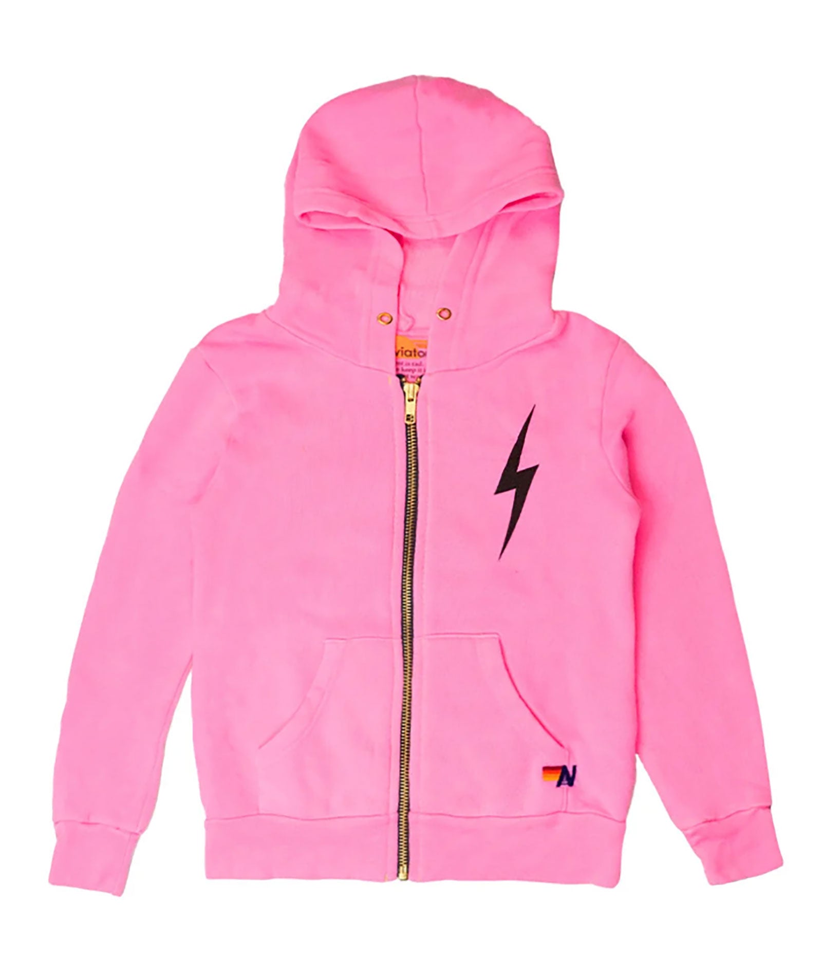 Aviator Nation Kids Bolt Zip Hoodie Girls Special Tops Aviator Nation Neon Pink Y/4
