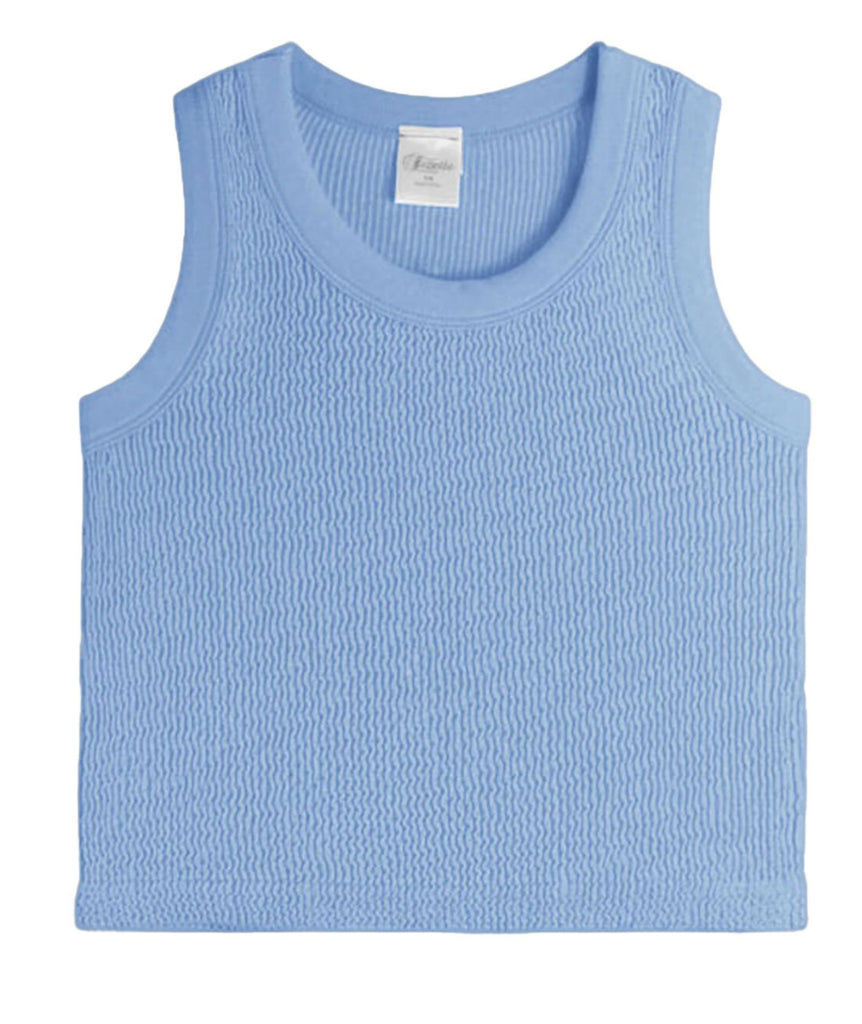 Rosie Smocked Tank Girls Girls Casual Tops Suzette Chambray Blue Y S/M (8-10) 