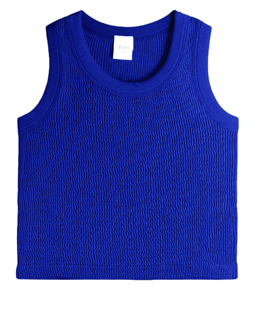 Rosie Smocked Tank Girls Girls Casual Tops Suzette Royal Blue Y S/M (8-10) 