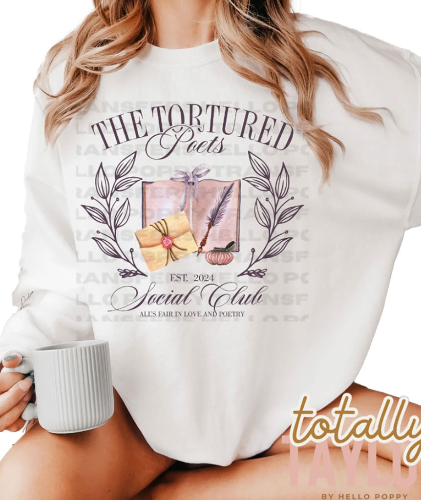 Taylor Swift Tortured Poets Department Social Club Crew Womens Casual Tops Frankie's Exclusives   