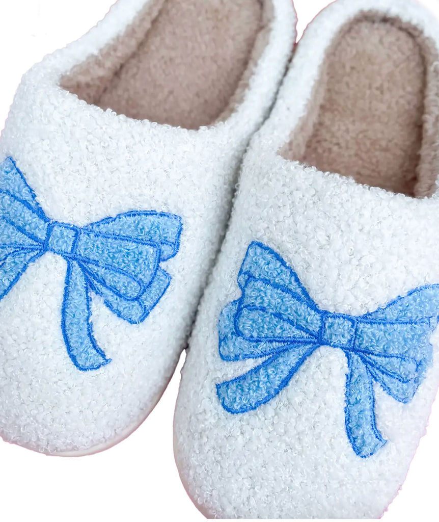 Blue Bow Comfy Slippers Accessories Frankie's Exclusives   