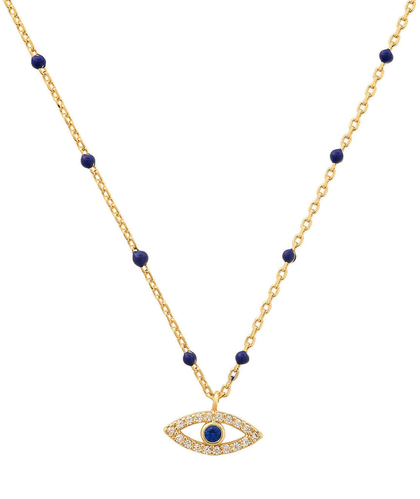 TAI Enamel Navy Beaded Evil Eye Necklace Jewelry - Trend TAI   