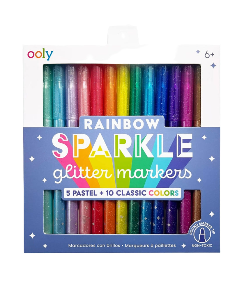 Rainbow Sparkle Glitter Markers - Set of 15 Accessories ooly   