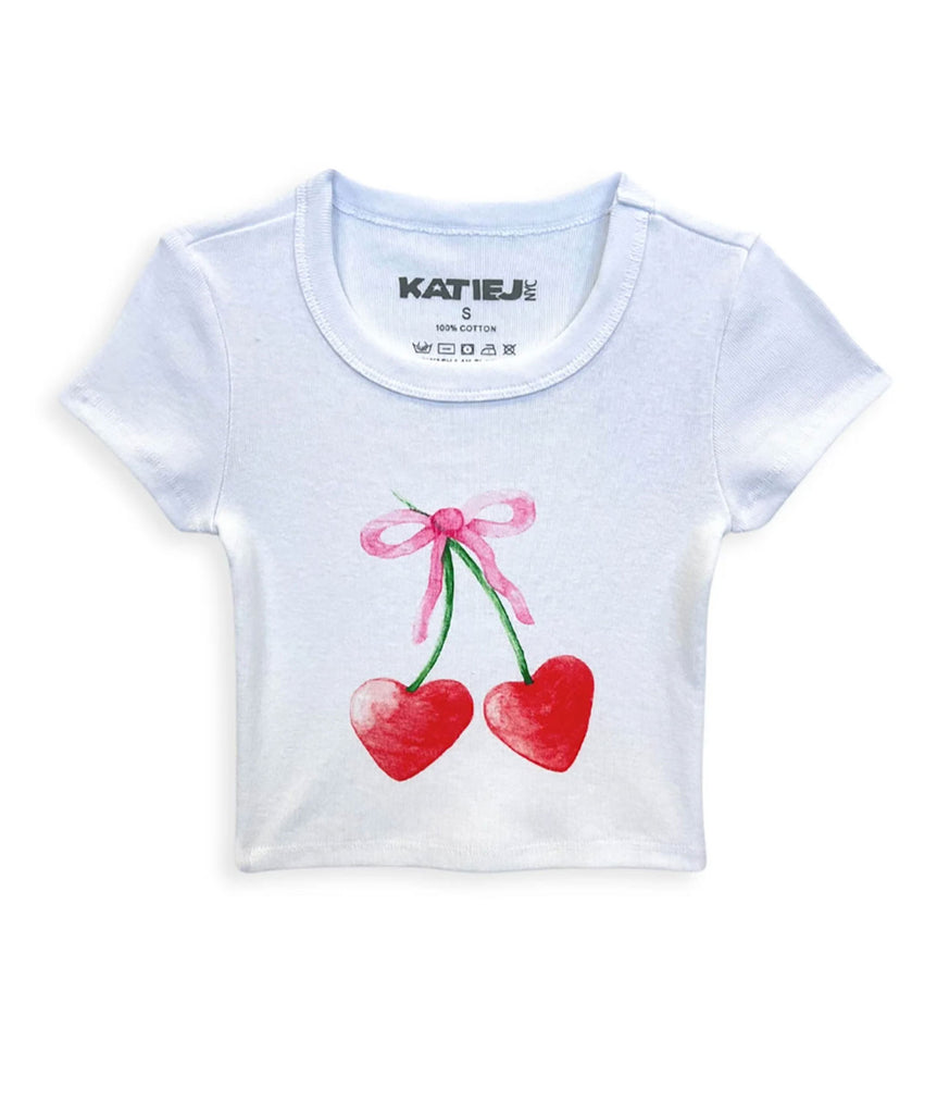 Katie J NYC Girls Cherry Bow Tee Girls Casual Tops Katie J NYC   