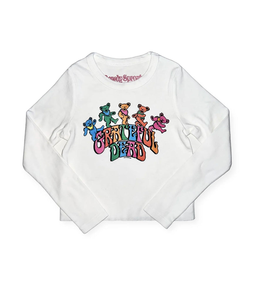 Rowdy Sprout Girls Grateful Dead Bears Long Sleeve Rib Tee Girls Casual Tops Rowdy Sprout   