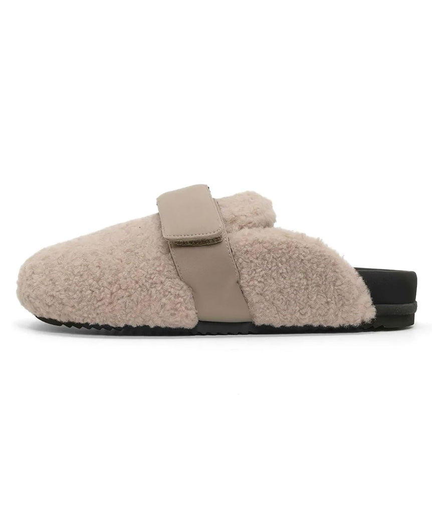 Roam Women Fuzzy Loafer Mule Cement Accessories Roam   