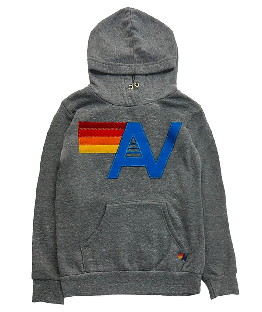 Aviator Nation Kids Logo Stitch Pullover Hoodie Girls Casual Tops Aviator Nation Heather Grey Y/S (7/8) 