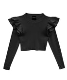 Katie J NYC Juniors Long Sleeve Isla Top Distressed/seasonal girls Katie J NYC Black Juniors/Women XS