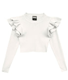 Katie J NYC Juniors Long Sleeve Isla Top Distressed/seasonal girls Katie J NYC White Juniors/Women XS