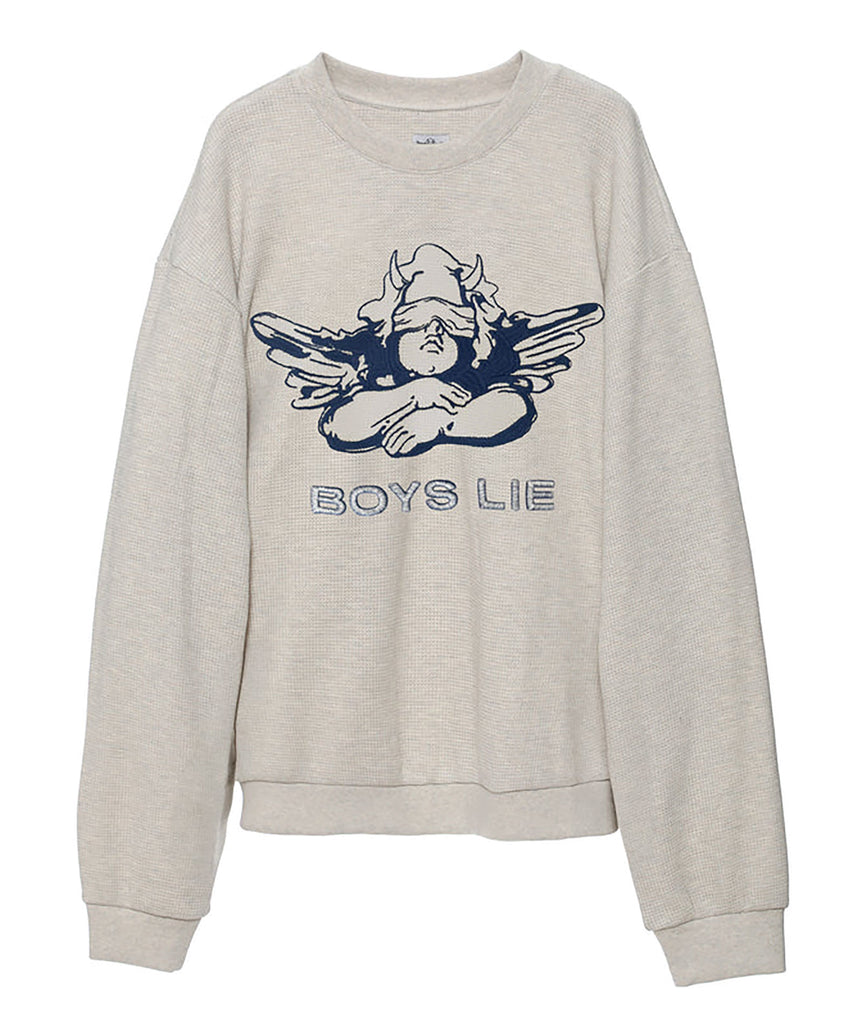 Boys Lie Women Headliner Thermal Kara Crew Sweatshirt Womens Casual Tops Boys Lie   