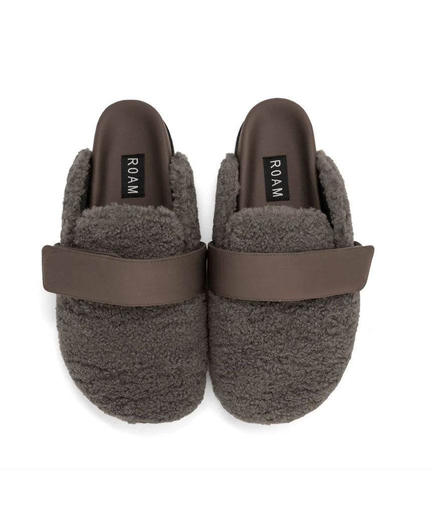 Roam Women Fuzzy Loafer Mule Taupe Accessories Roam   