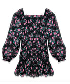 Katie J NYC Girls Black/Pink Winter Floral Sheer Laila Dress Distressed/seasonal girls Katie J NYC