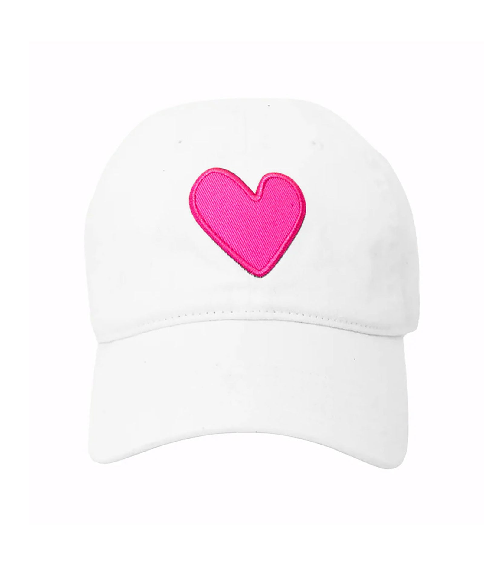 Kerri Rosenthal Heart Patch Baseball Hat White/Neon Pink Accessories Kerri Rosenthal   