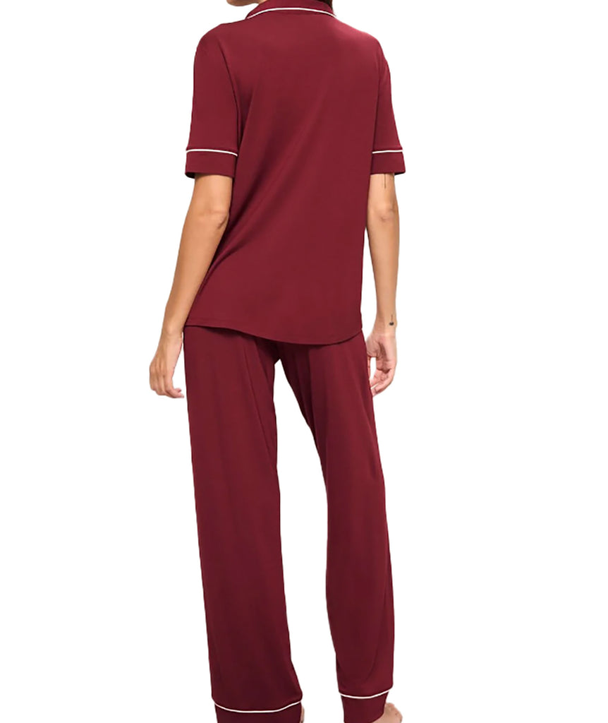 Eberjey Women Gisele Short Sleeve PJ Set Cabernet/Ivory Accessories Eberjey   