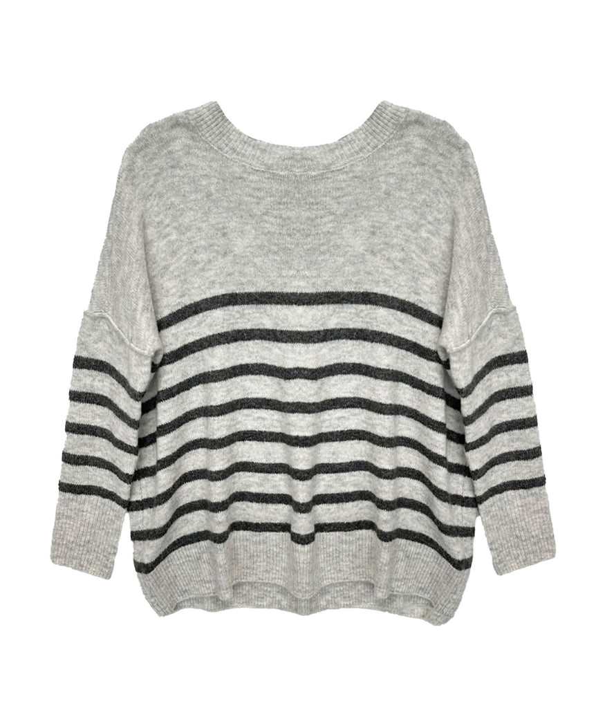 Katie J NYC Girls Grey Striped Nellie Sweater Girls Casual Tops Katie J NYC   