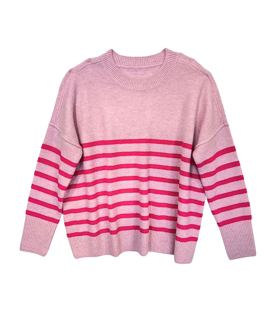 Katie J NYC Girls Pink Striped Nellie Sweater Girls Casual Tops Katie J NYC   