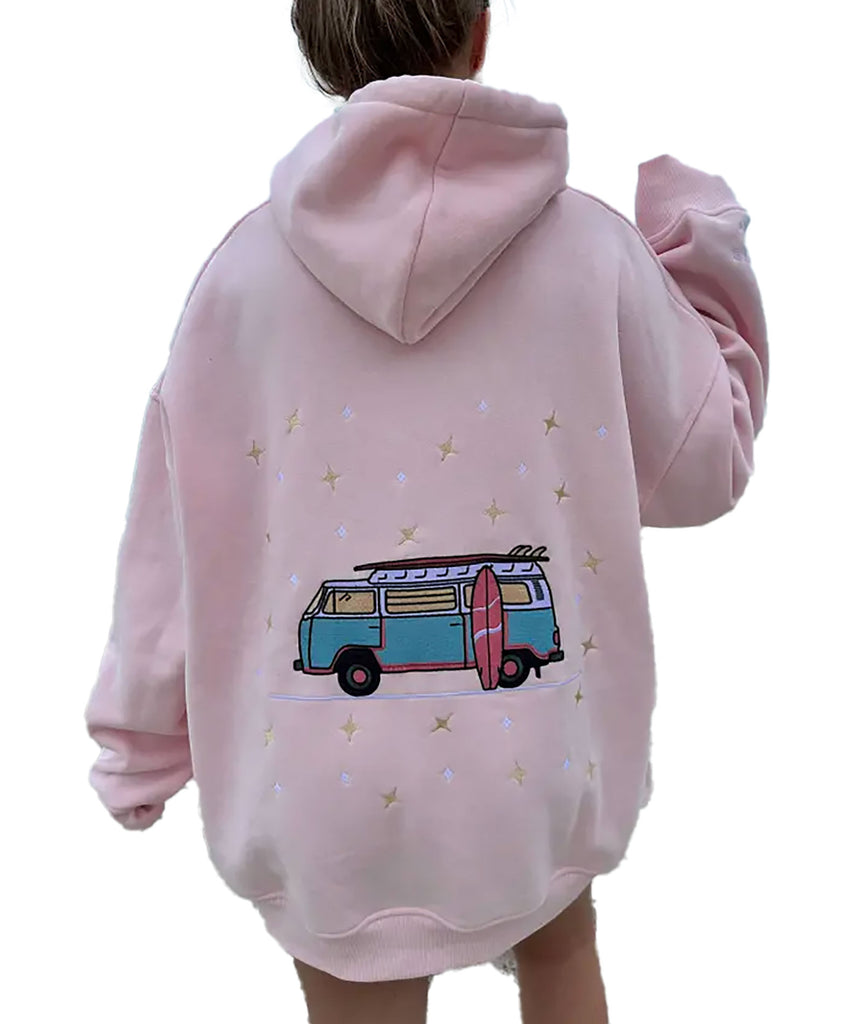 Sunkissed Coconut Juniors Embroidered Van Star Hoodie Womens Casual Tops Frankie's Exclusives   