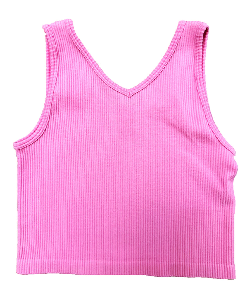 Marli Ribbed Reversible Crop Top Girls Girls Casual Tops Suzette Bubblegum One Size Fits Most (Y/7-Y/14) 