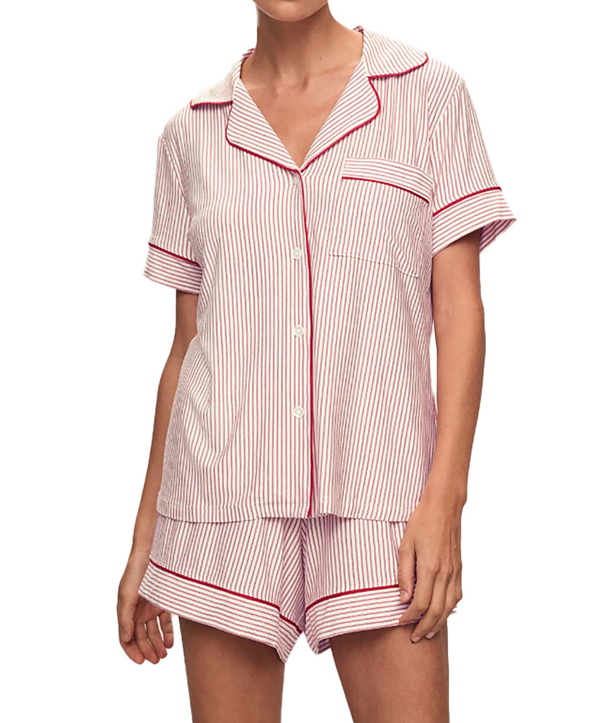 Eberjey Women Gisele Printed Relaxed Short PJ Set Red Striped Accessories Eberjey   