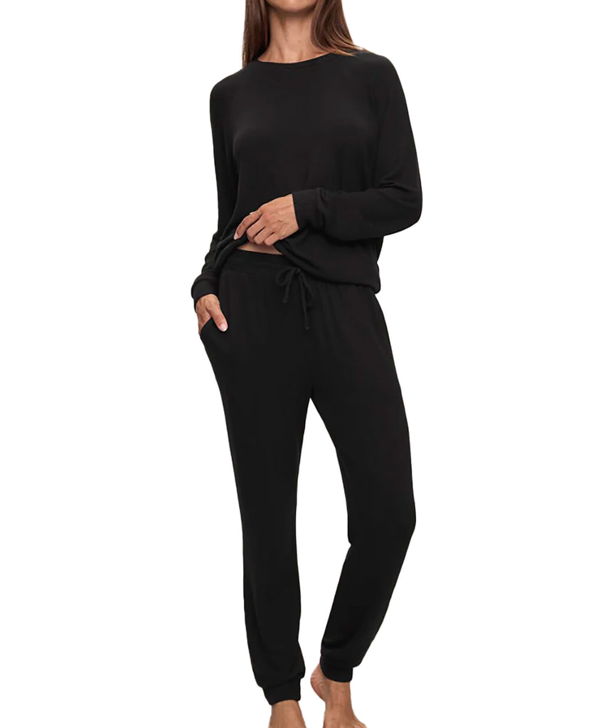 Eberjey Women Cozy Time Jogger Black Womens Casual Bottoms Eberjey   