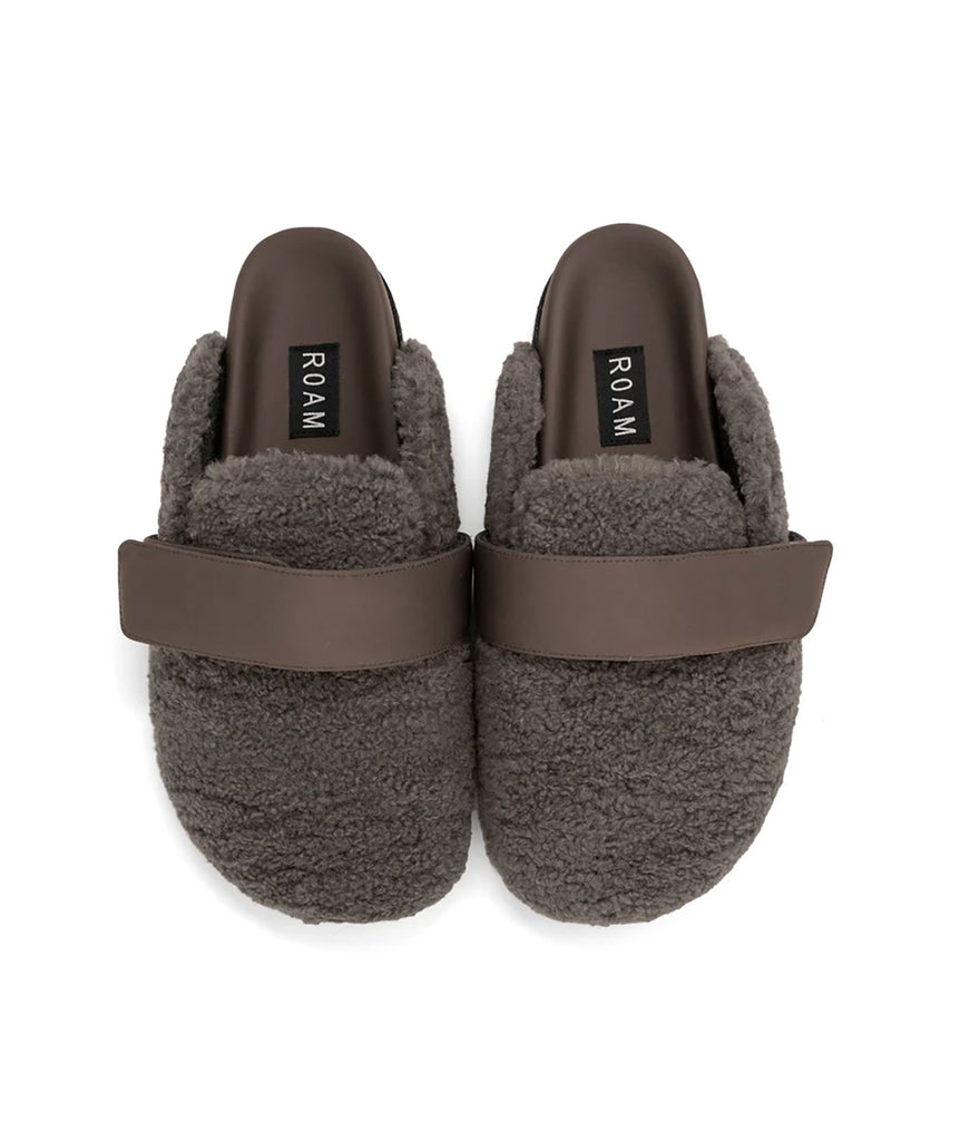 Roam Women Fuzzy Loafer Mule Taupe Accessories Roam   