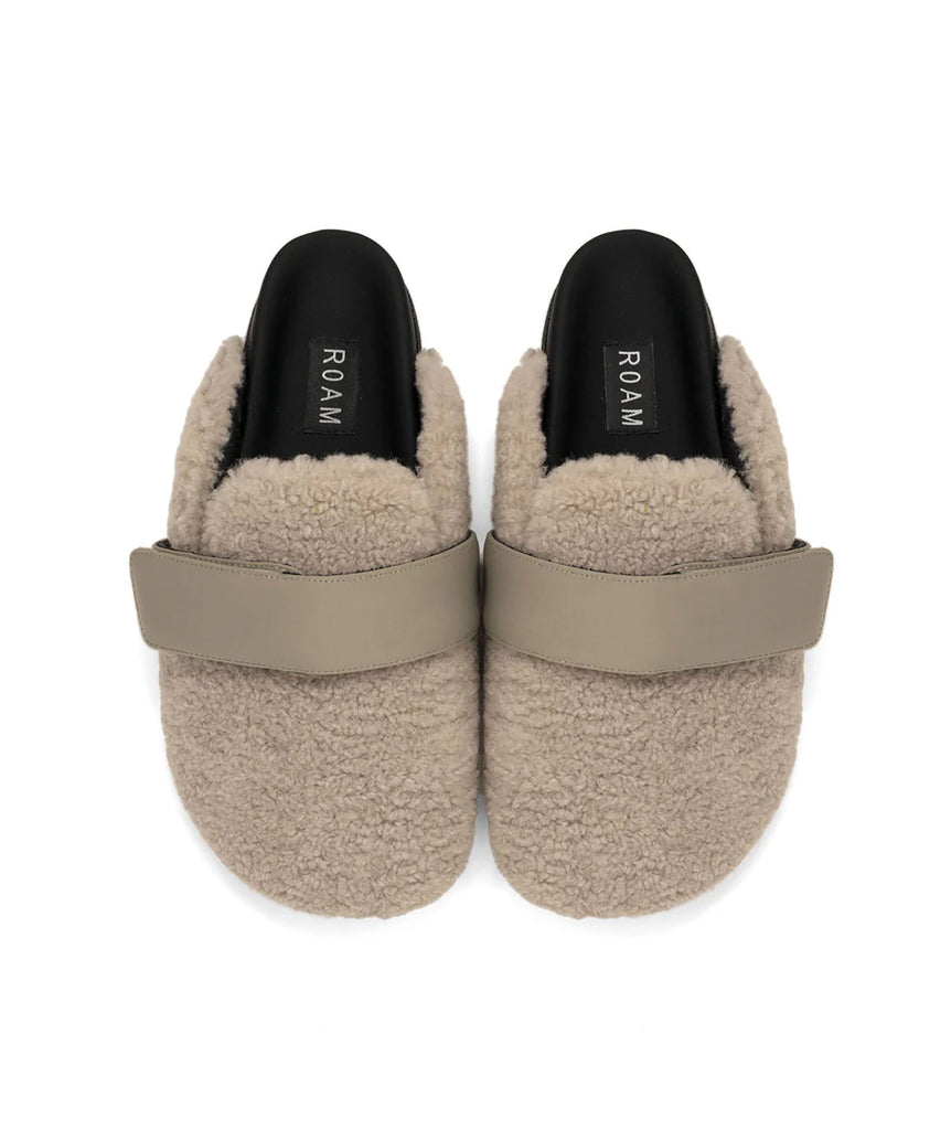 Roam Women Fuzzy Loafer Mule Cement Accessories Roam   