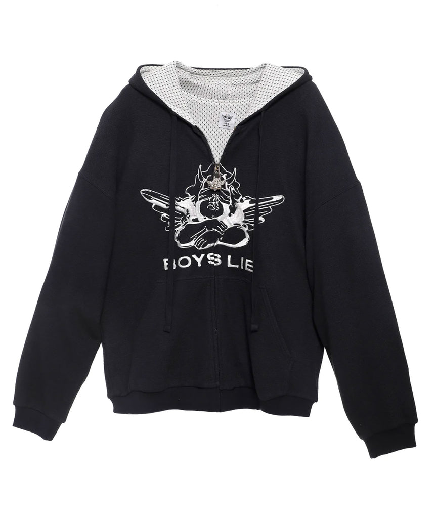 Boys Lie Women Guarded Angel Harley Zip Up Hoodie Womens Casual Tops Boys Lie   