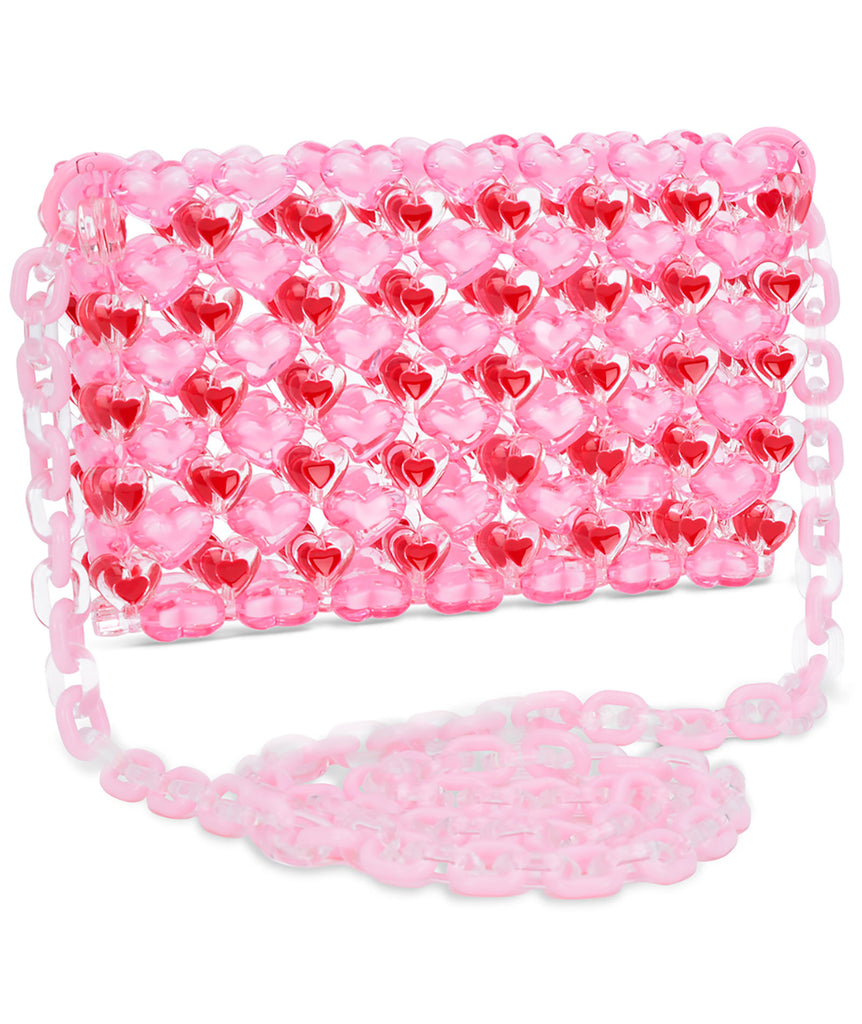 iScream Pink Heart Beaded Crossbody Bag Accessories iScream   