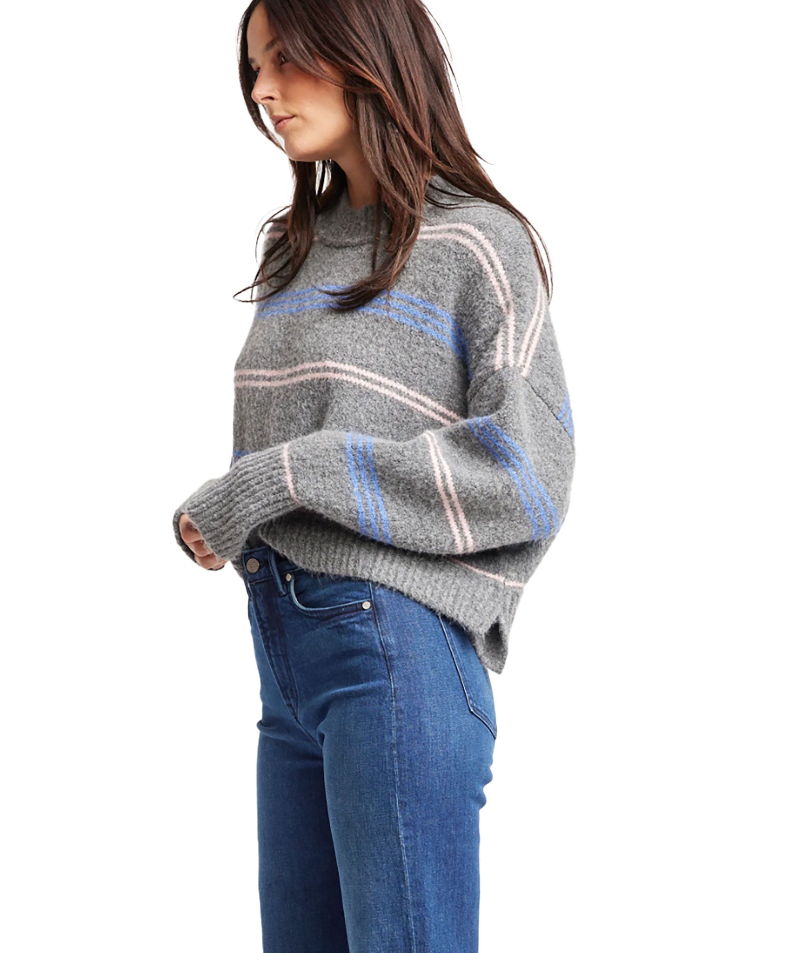 Self Contrast Women Pink/Blue Striped Rya Sweater Womens Casual Tops Self Contrast   